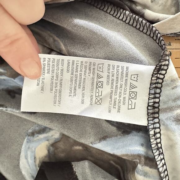 Attitudes by Renee Como Jersey Elbow Sleeve Maxi Dress 1X Petite Artsy Office - Picture 8 of 9